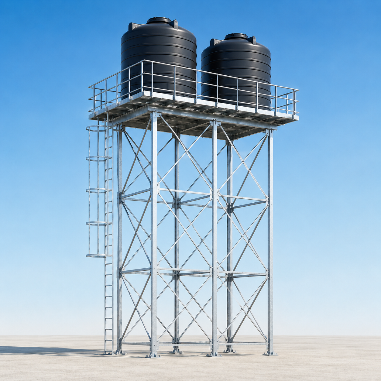 Steel Tower – 6 Metres High, (2 Tanks 10,000L)